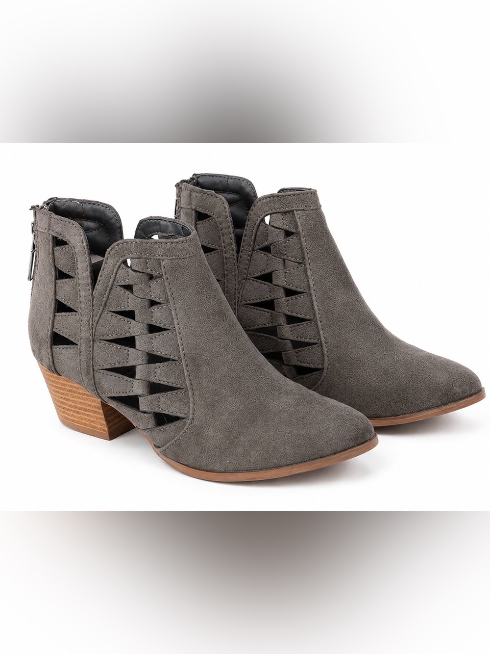 Qupid Taupe Cutout Summer Festival Booties Size 6.5 Boho Western